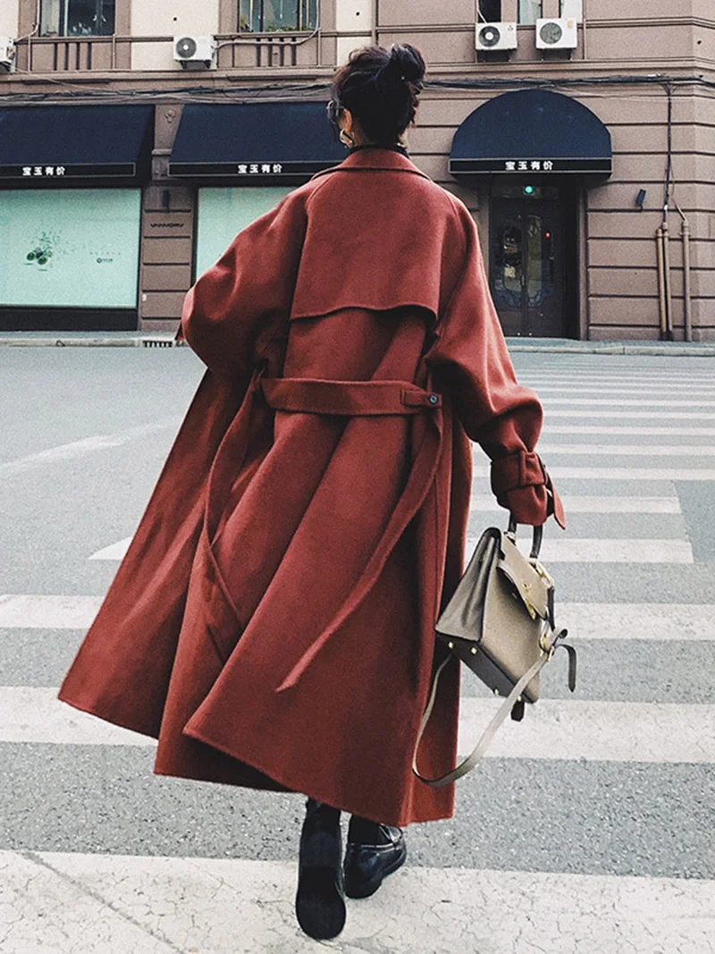 Хлопковое шерстяное свободное элегантное женское осенне-зимнее теплое пальто 2020