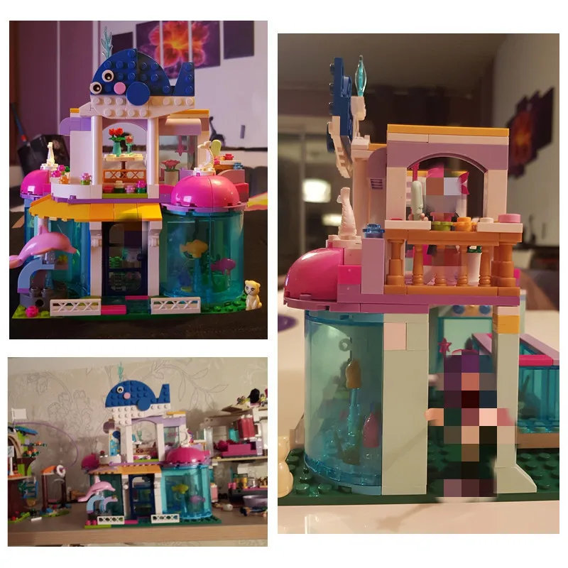 327 шт. наборы блоков для девочек игрушки принцессы голубой кит аквариум