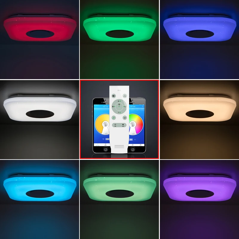

Modern Ceiling Lights Dimming Bluetooth Speaker Music LED Ceiling Lamp RGB APP Control GE-36W 52W LED Bulbs Daily Lighting White