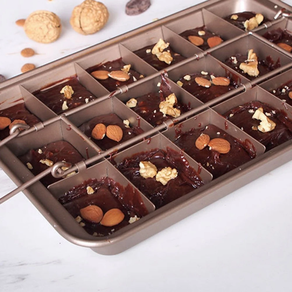 

18 Cavity Cake Baking Tray Tools Non-stick Steel Mold Brownie Cake Baking Tray Dish Muffin Cake Mould With Divider Kitchen Tool