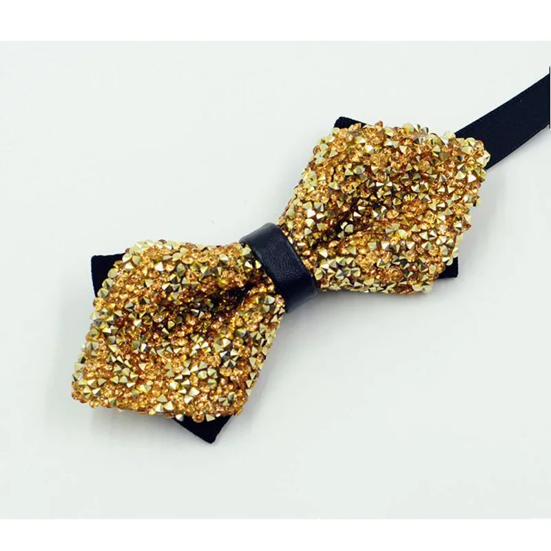 Роскошный Алмазный галстук бабочка черного цвета для мужчин стразы воротник