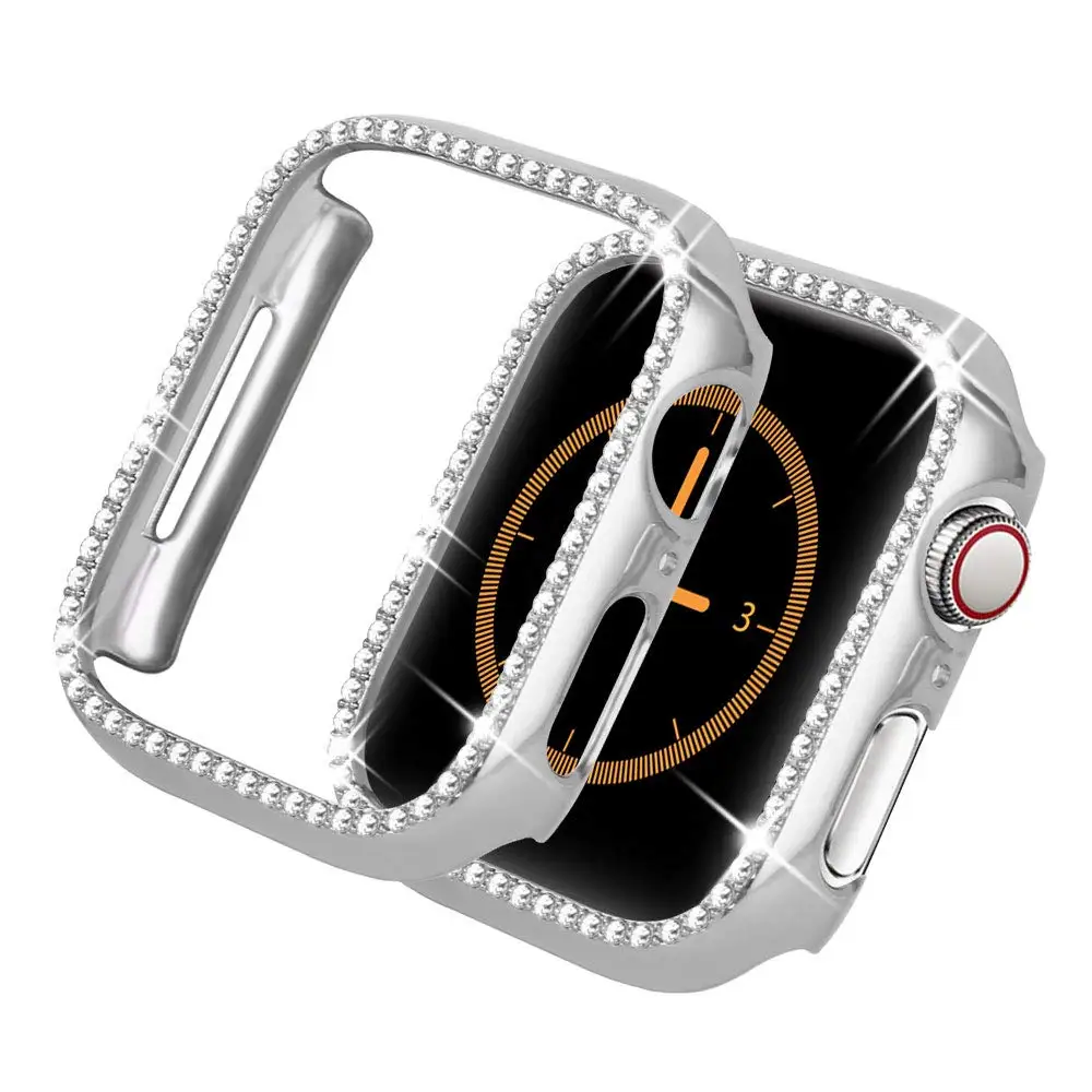 SILVER Чехол со стразами для apple watch Series 4 5 40 мм/44 мм iWatch, защитный чехол для экрана, чехол для apple Watch 38 мм/42 мм - Цвет: SILVER