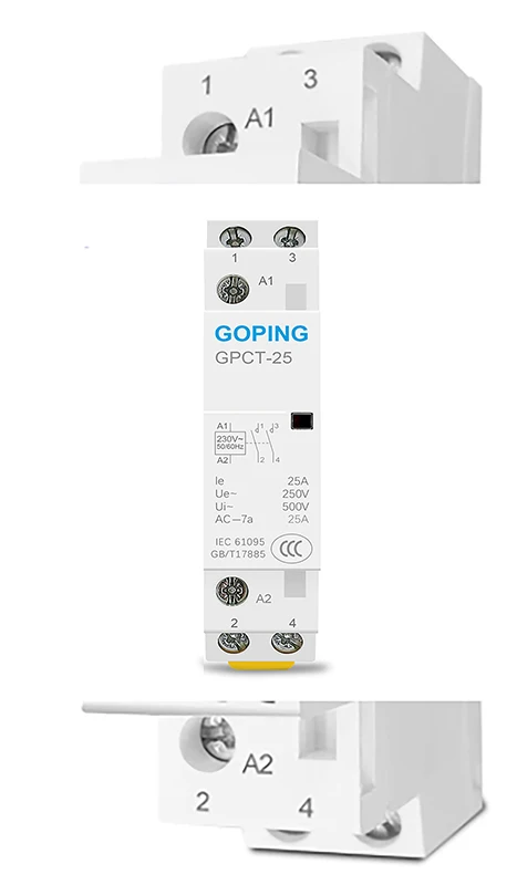 Бытовой контактор модуля переменного тока на DIN рейку 2P 25 А 220 В/230 В 50 / 60 Гц 2NO 2NC или