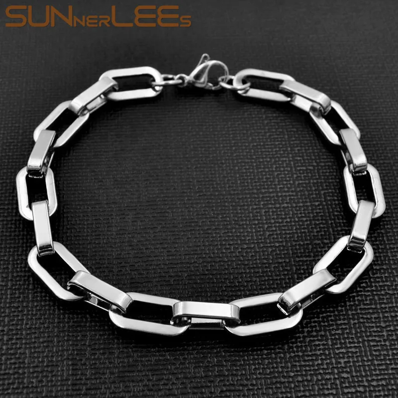Браслет из нержавеющей стали SUNNERLEES 8 мм Геометрическая цепочка гладкое