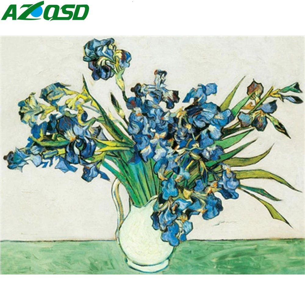 AZQSD краска по номерам на холсте цветок DIY Unframe украшение дома Раскраска ваза