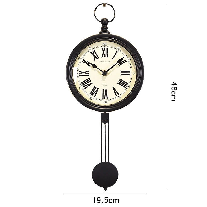 

Creative Vintage Wall Clock Pendulum Metal Living Room Bedroom Retro Wall Clocks Big Relogio De Parede Home Decoration KK60WC