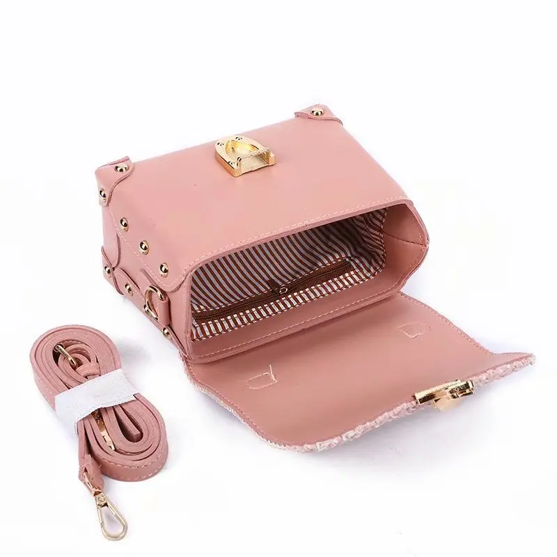 

Fashion PU Leather Weave Shoulder Bag for Women Lady Crossbody Pack Luxury Handbag Girl's Lady Small Square Bag Messenger Purse