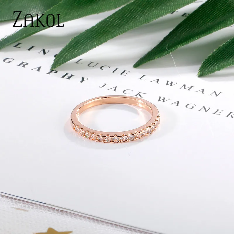 Rose Ring 1 pcs ZAKOL новости регулируемый браслет кольцо Набор для женщин пленительный бар слайдер Блестящий CZ циркония ювелирные изделия Pulseira Feminia FSSP3019 - Окраска металла: Rose Ring 1 pcs