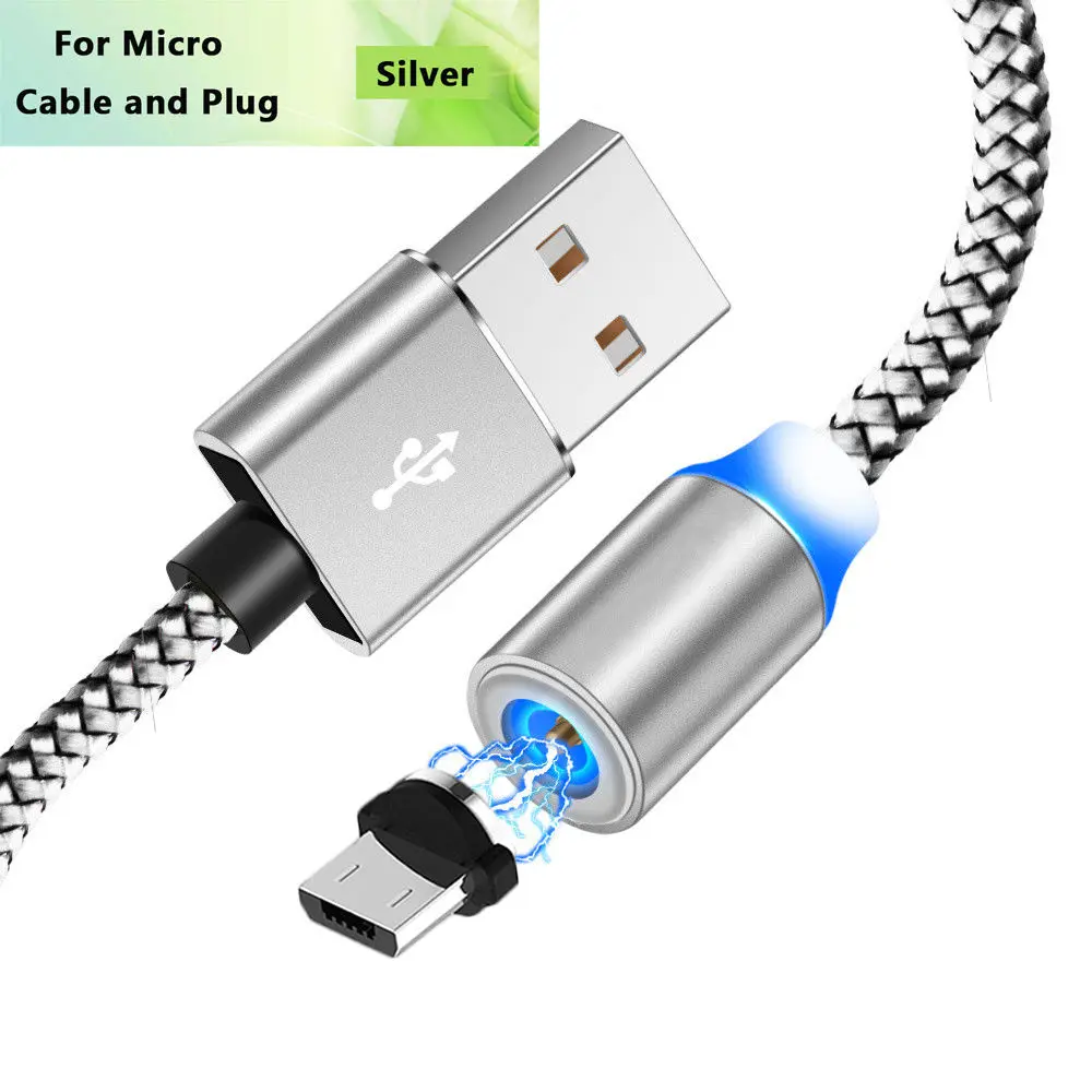 Silve Micro Cable Магнитный зарядный кабель для быстрой зарядки Micro usb type C кабель для iPhone 11 Pro Max samsung Xiaomi Мобильный телефон USB C Магнитный провод - Цвет: Silve Micro Cable
