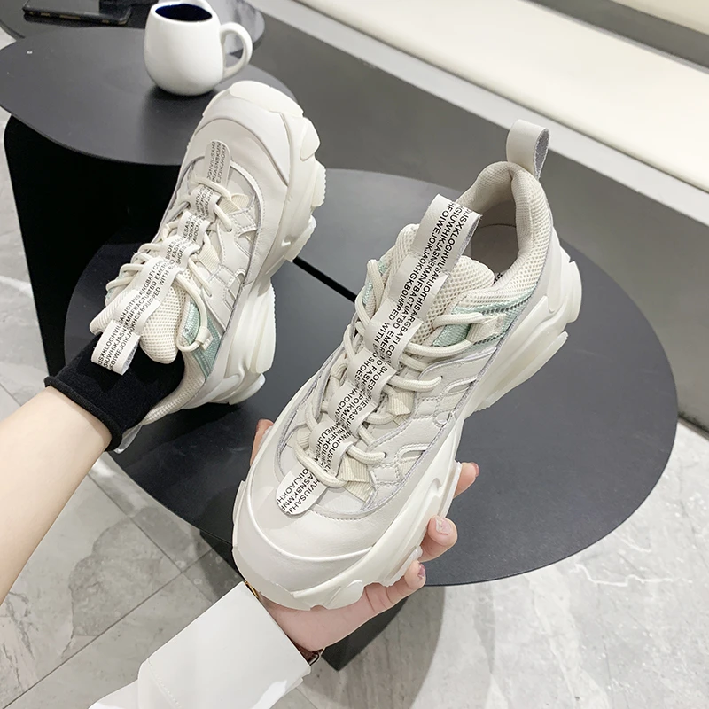 2020 весенние женские кроссовки на платформе Дизайнерские повседневные шнуровке