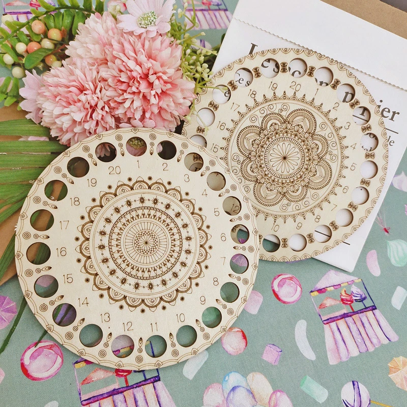 

Wood Mandala Embroidery Floss Organizer DIY Cross Stitch Arts Crafts Sewing Accessorie Thread Holder Storage Handmade Needle