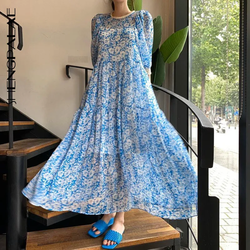 Женское винтажное шифоновое платье SHENGPALAE свободное тонкое элегантное макси с