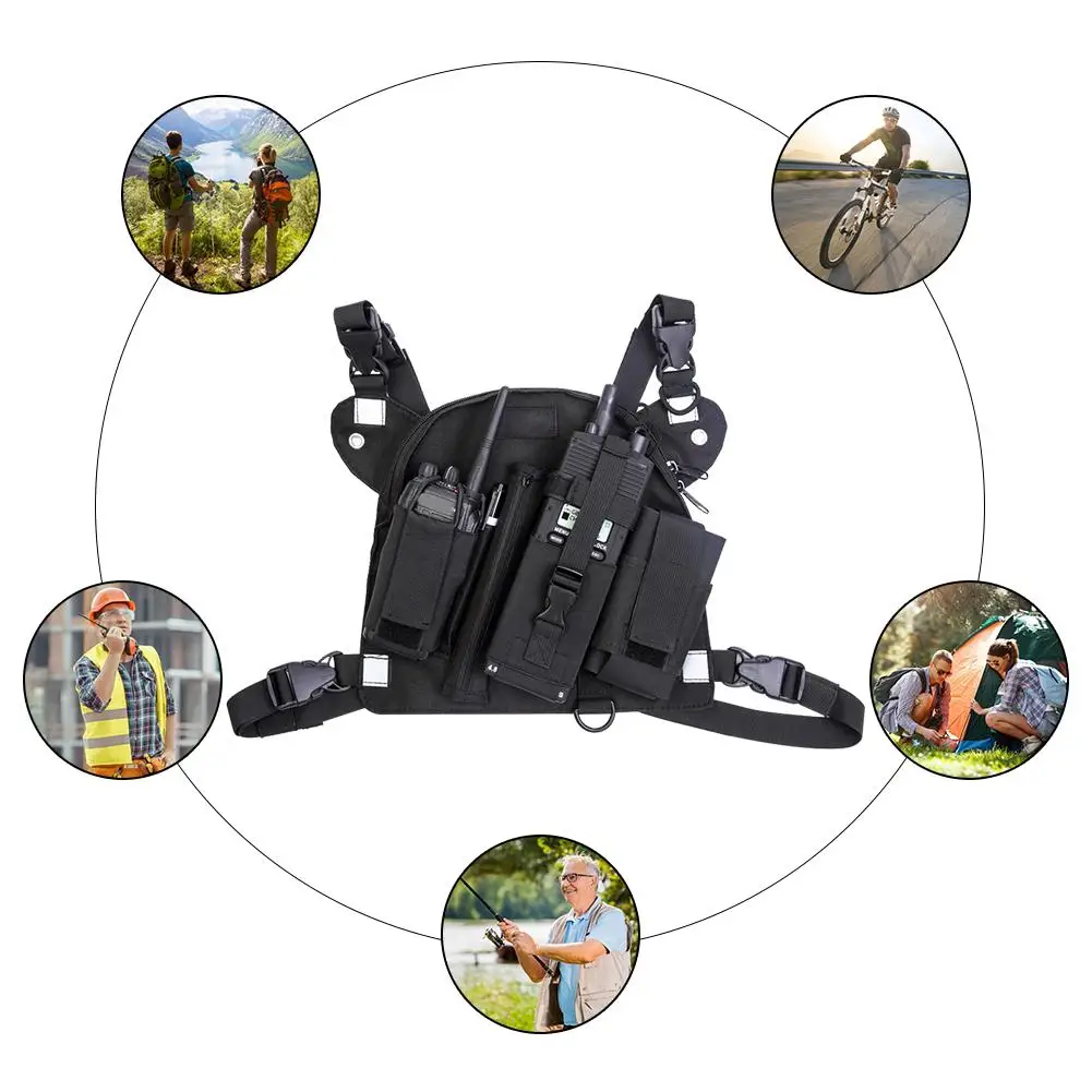 

Universal Radio Chest Harness Front Pack Pouch Holster Vest Rig Chest Bag for Baofeng UV-5R TYT Wouxun Walkie Talkie