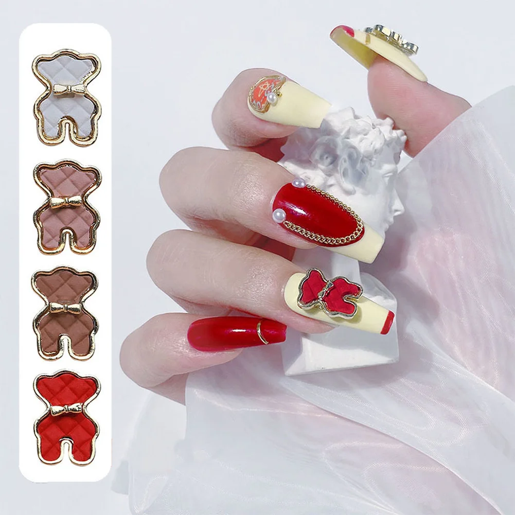

1 Pcs 3D Cartoon Cute Metal Bow Tie Bear Nail Art Decorations Bear Nail Jewelry Charms Manicure Nails Accesorios