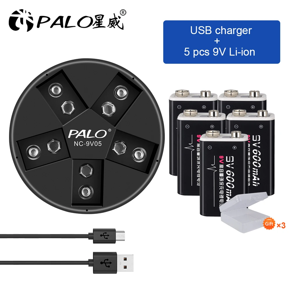 

9v 6f22 rechargeable li ion battery 9v battery with Smart 9V Battery Charger for 9v 6F22 nimh lithium rechargeable battery