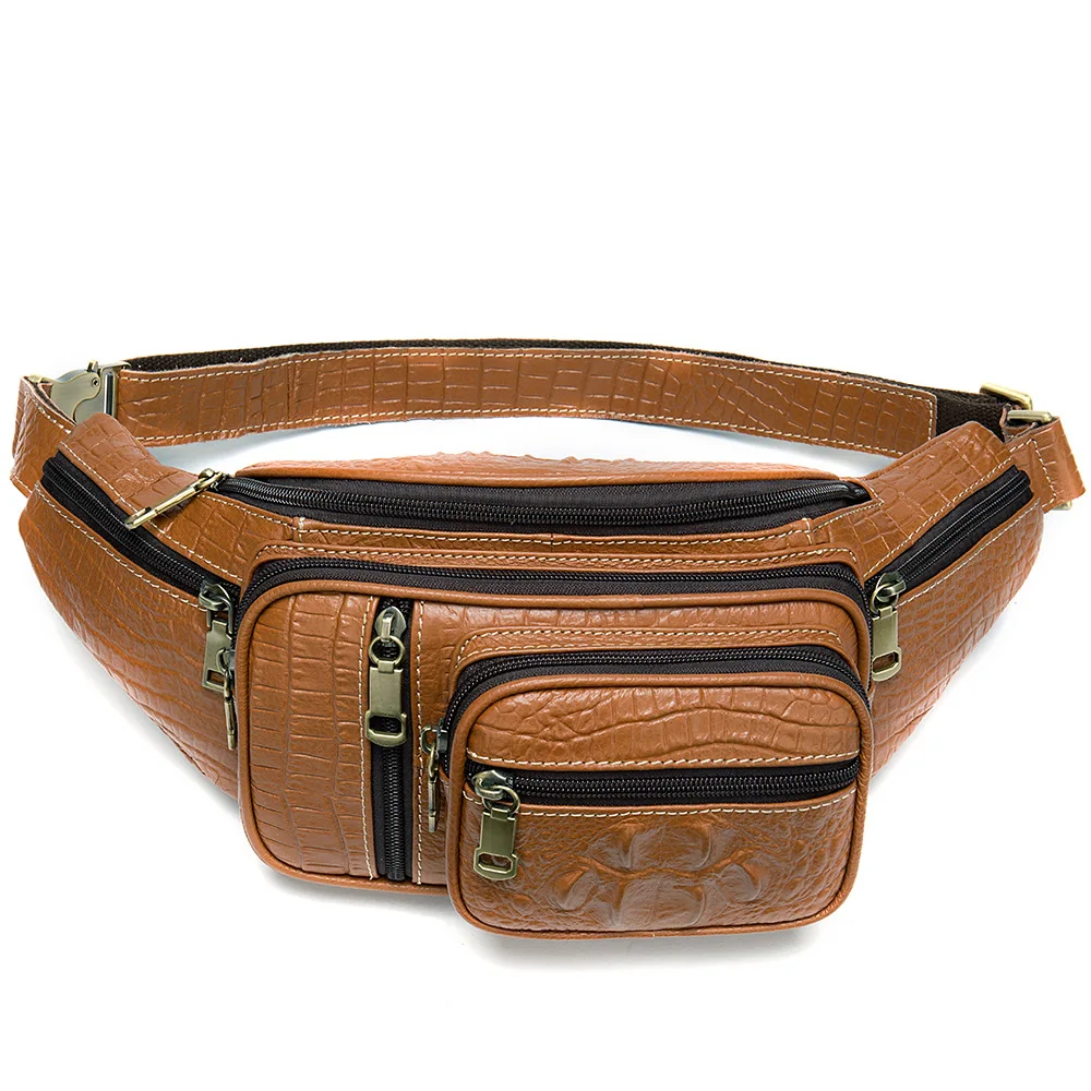 Crocodile brown Aimeison поясная сумка из натуральной кожи, поясная сумка, сумка для телефона, сумка для путешествий, поясная сумка для мужчин, маленькая поясная сумка, кожаный чехол - Цвет: Crocodile brown