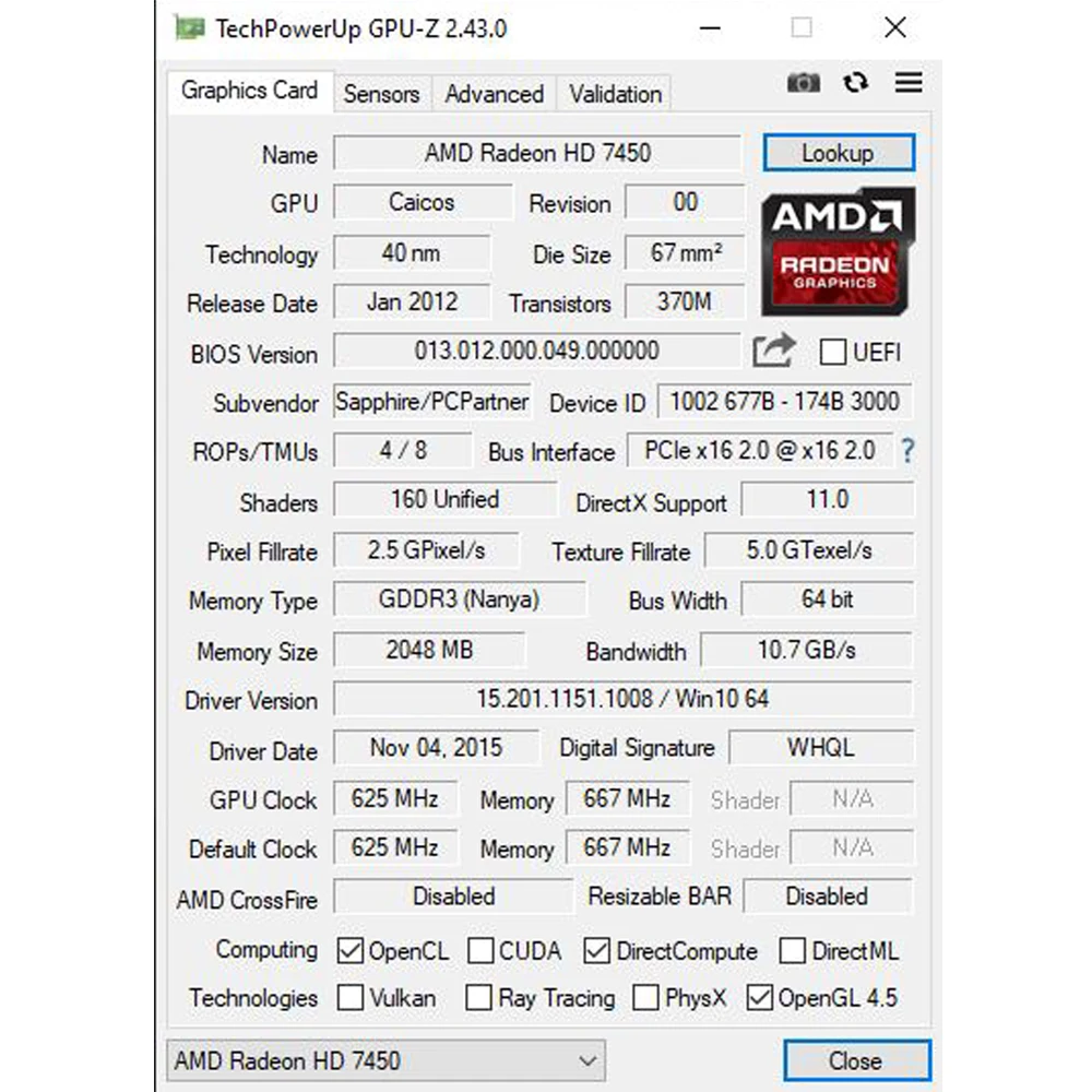 Видеокарта HD7450 64 бит 2 Гб GDDR3 PCI-E 0 X16 HD VGA DVI-I видеокарта для AMD Radeon 7450 | Компьютеры и