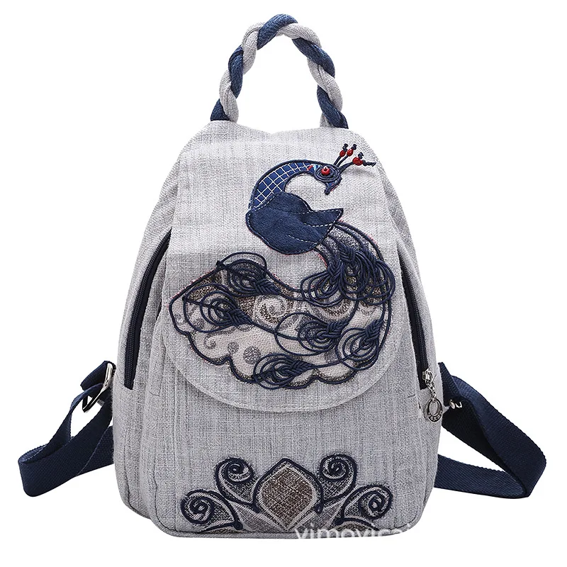 Рюкзак в национальном ретро стиле для отдыха маленький рюкзак на двойном плече с