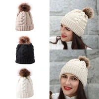 autumn and winter womens wool keep warm hair ball knitted hat wool hat