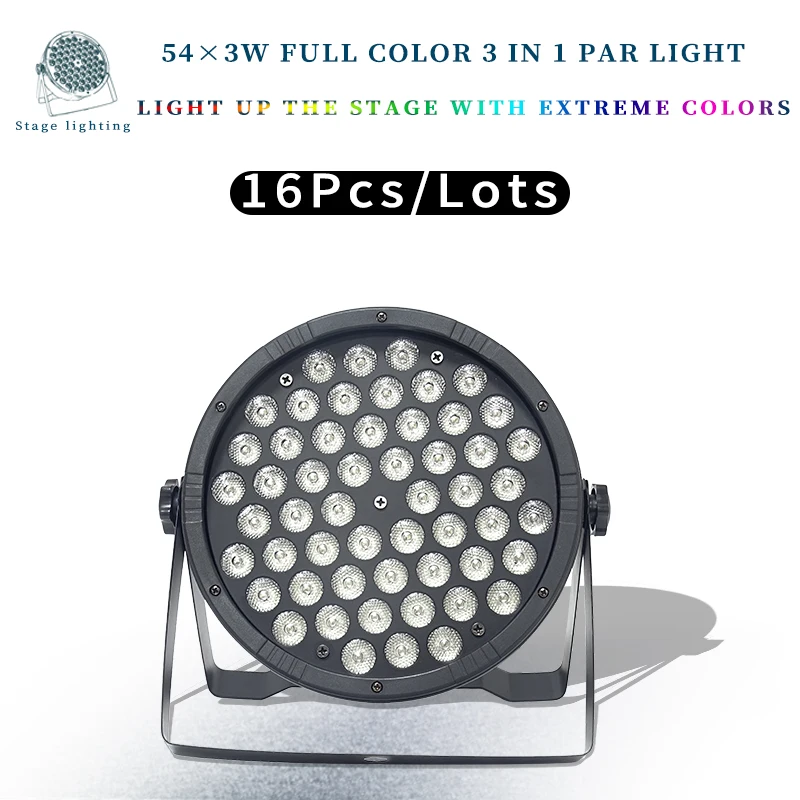 

16Pcs/lots LED Par Light 54X3W RGB 3in1 Wedding Party Bar KTV 54*3w Led Lights DJ Equipment Stage Light