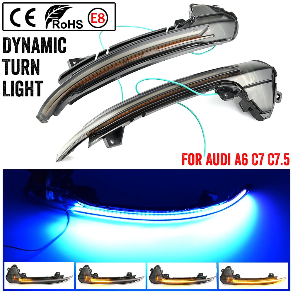 

Dynamic LED Turn Signal Lights For Audi A6 C7 C7.5 RS6 S6 4G 2012-2018 Rear Mirror Indicator Flasher Lamp
