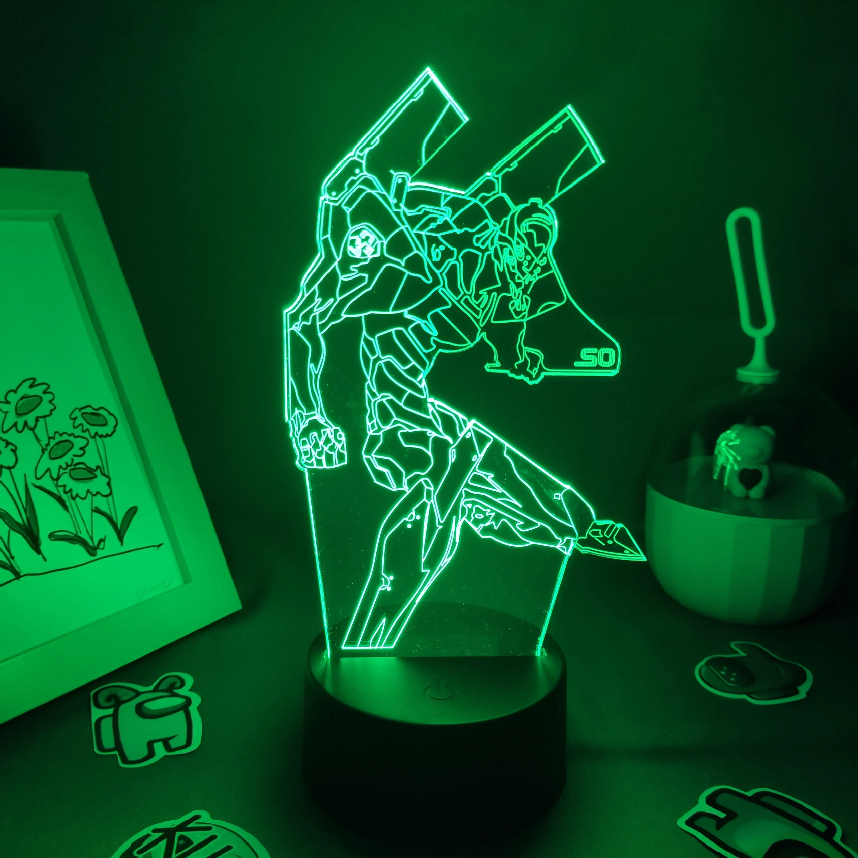 EVA-02 с аниме-фигуркой 3D светодиодный ночсветильник RGB подарок на день рождения