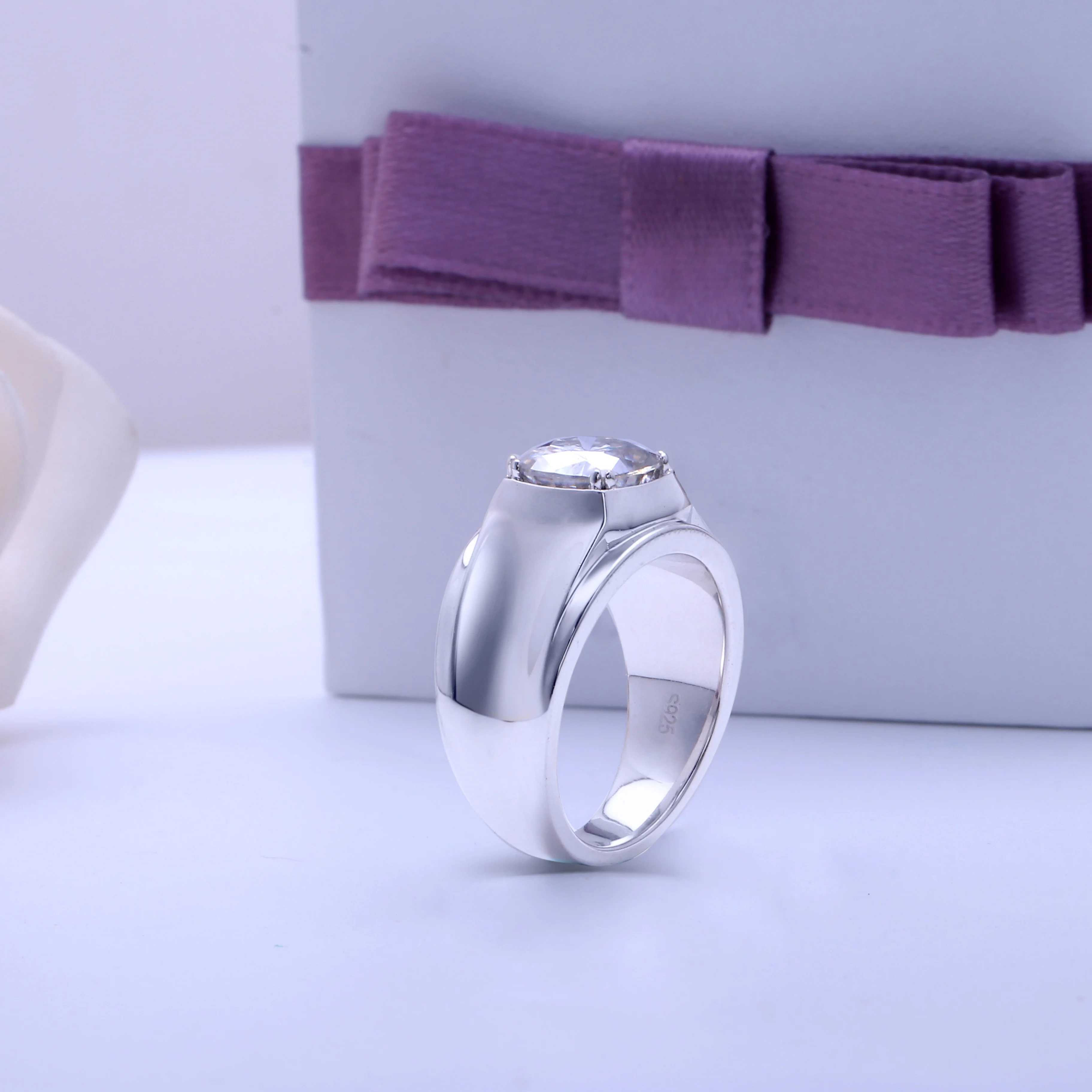 Серебряное мужское и женское кольцо с муассанитом 2 карата 7 5 мм | Украшения