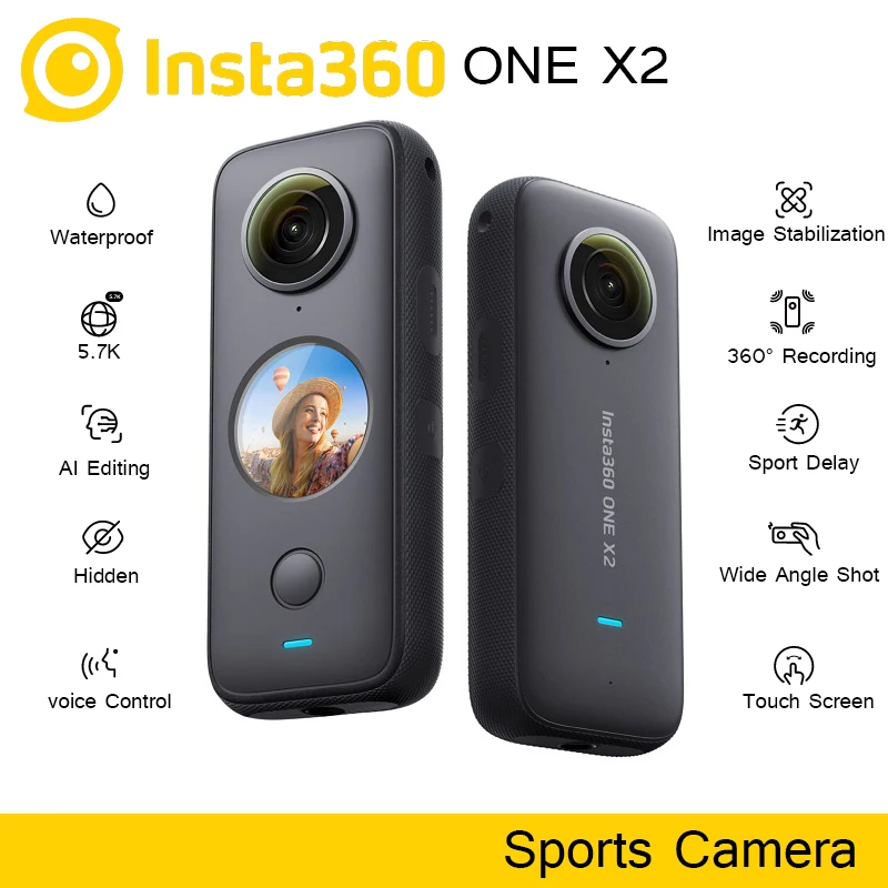 Insta360 ONE X2 Action Camera Mini Anti-Shake Waterproof Portable 5.7K Sport 360 ​Camera FlowState For YouTube Live Like Gopro |