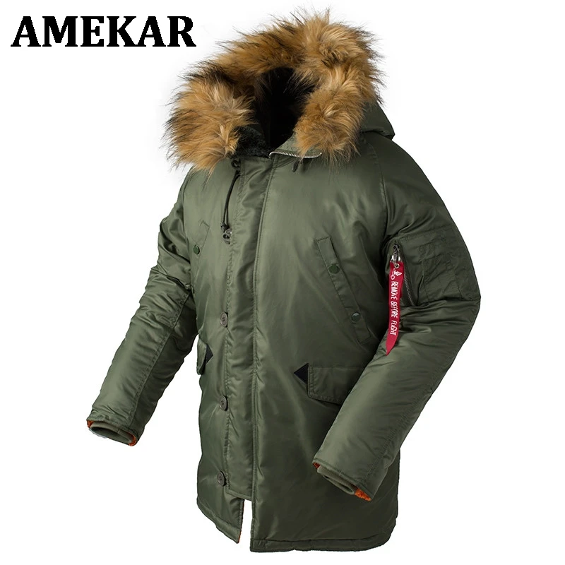 

2021 Winter puffer jacket men long canada coat military fur hood warm trench camouflage tactical bomber army korean parka
