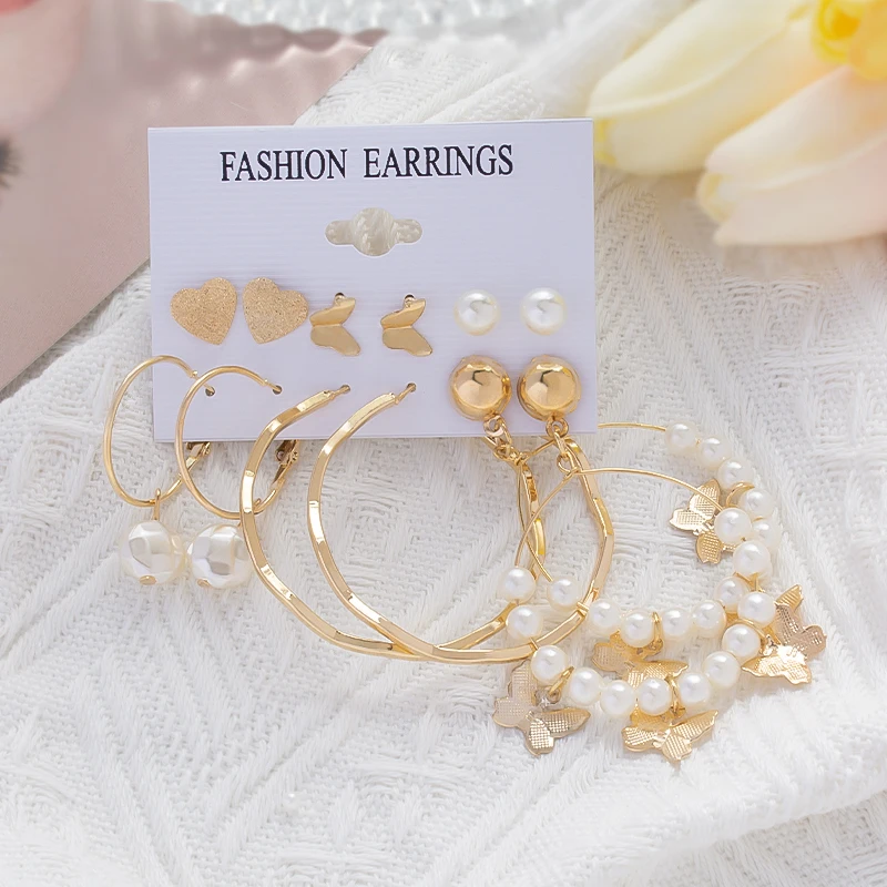 6 парт/компл. имитация жемчуга бабочки золотого цвета большой круг обруч женская