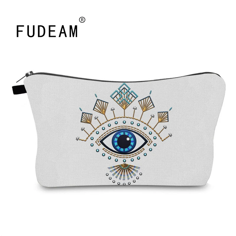 

FUDEAM Turkish Blue Evil Eye Portable Women Travel Storage Bag Toiletry Organize Cosmetic Bag Waterproof Female Lucky MakeUp Bag