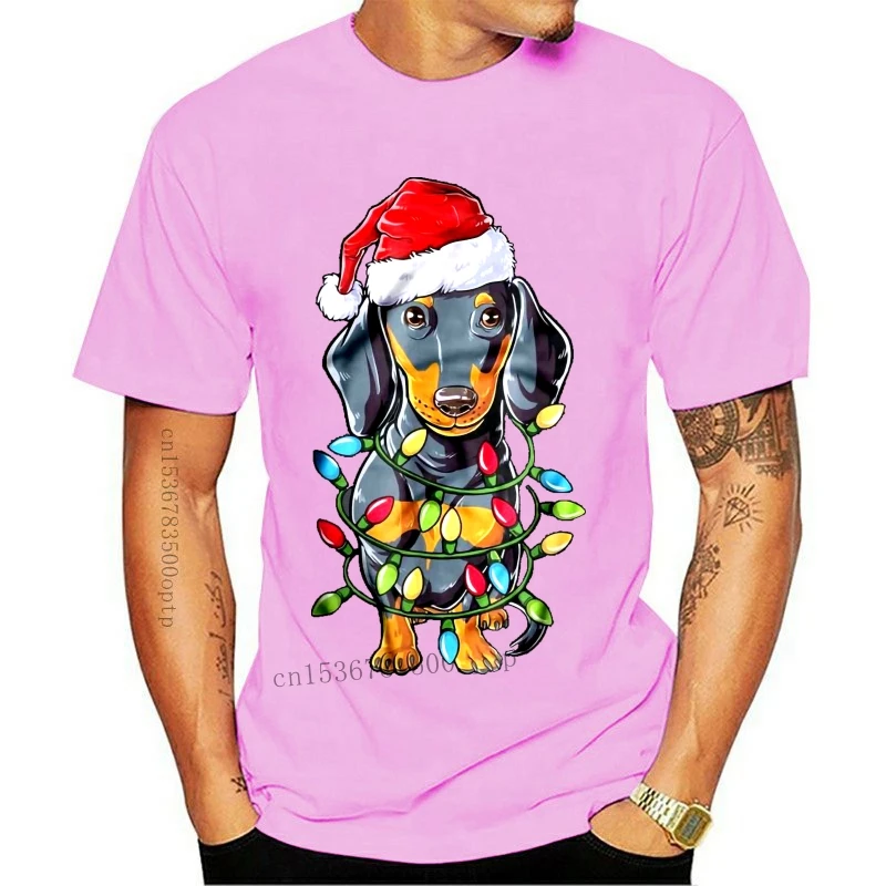 

Новинка Мужская забавная футболка модная футболка такса Рождественская легкая женская футболка