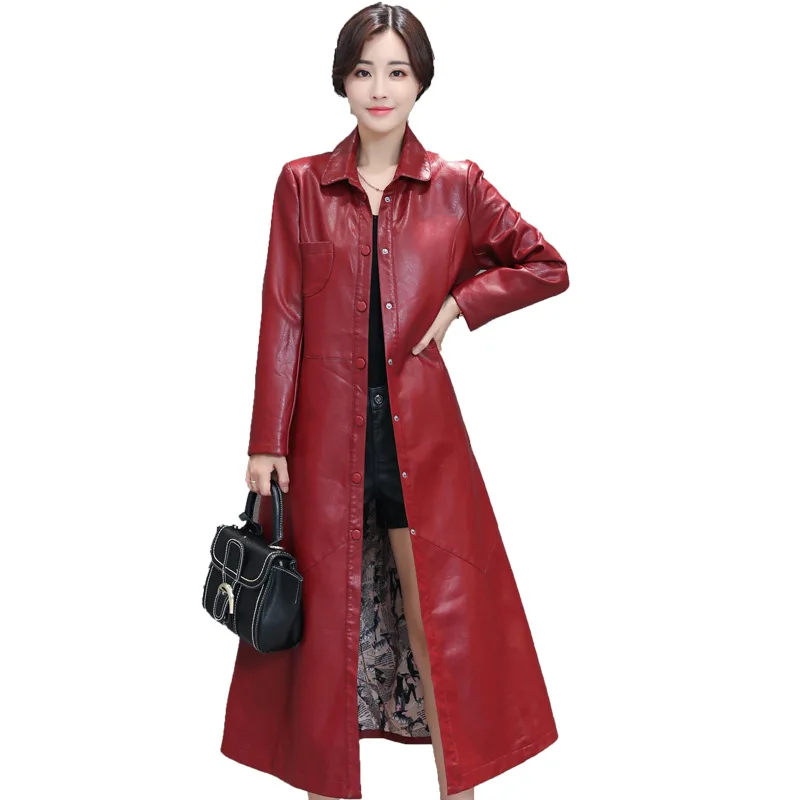 

JCHB 2021 Spring Autumn women's clothing new long leather coat women's coat fashion leather coat women's