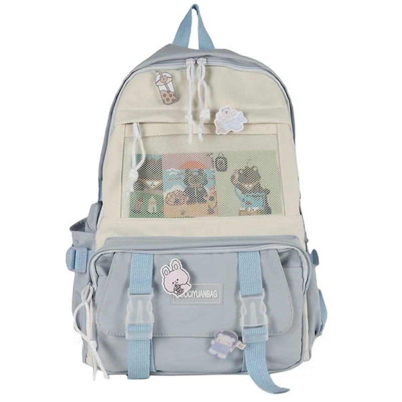 

Lovely Cartoon Front Mesh Backpack Large Capacity Shoulder Bags Multipurpose