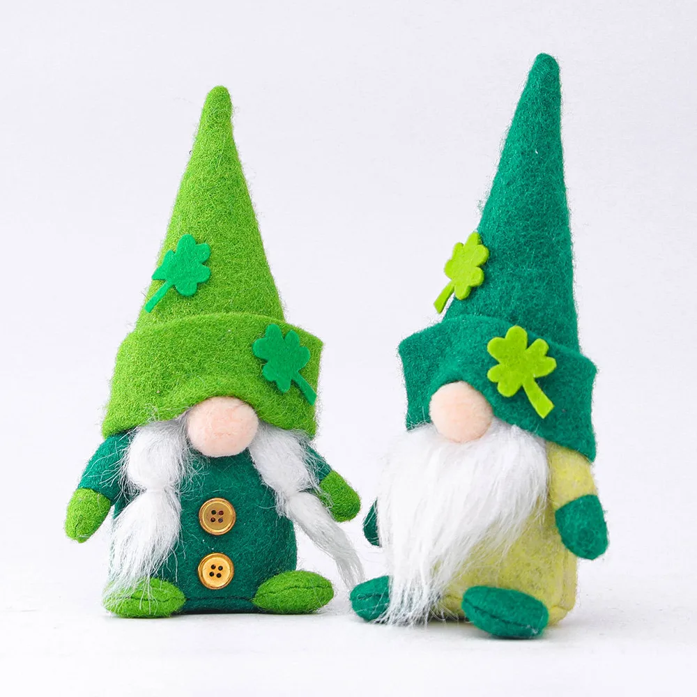 

2pcs Irish Day St. Patrick's Day Faceless Doll Rudolph Doll Decoration Plush Toy Kids Toys Gnome Wielkanoc Dekoracje