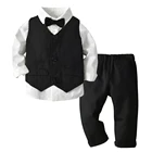 Топ и топ для маленьких мальчиков на осень и зиму, Модная хлопковая одежда для джентльмена, жилет, блейзер с бантом, топы с длинным рукавом, брюки, наряд