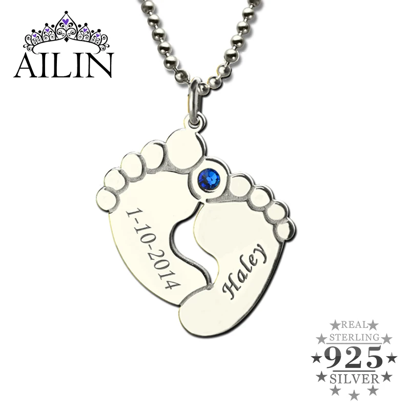 AILIN персонализированные детские ноги камень рождения мать ожерелье имя Дата