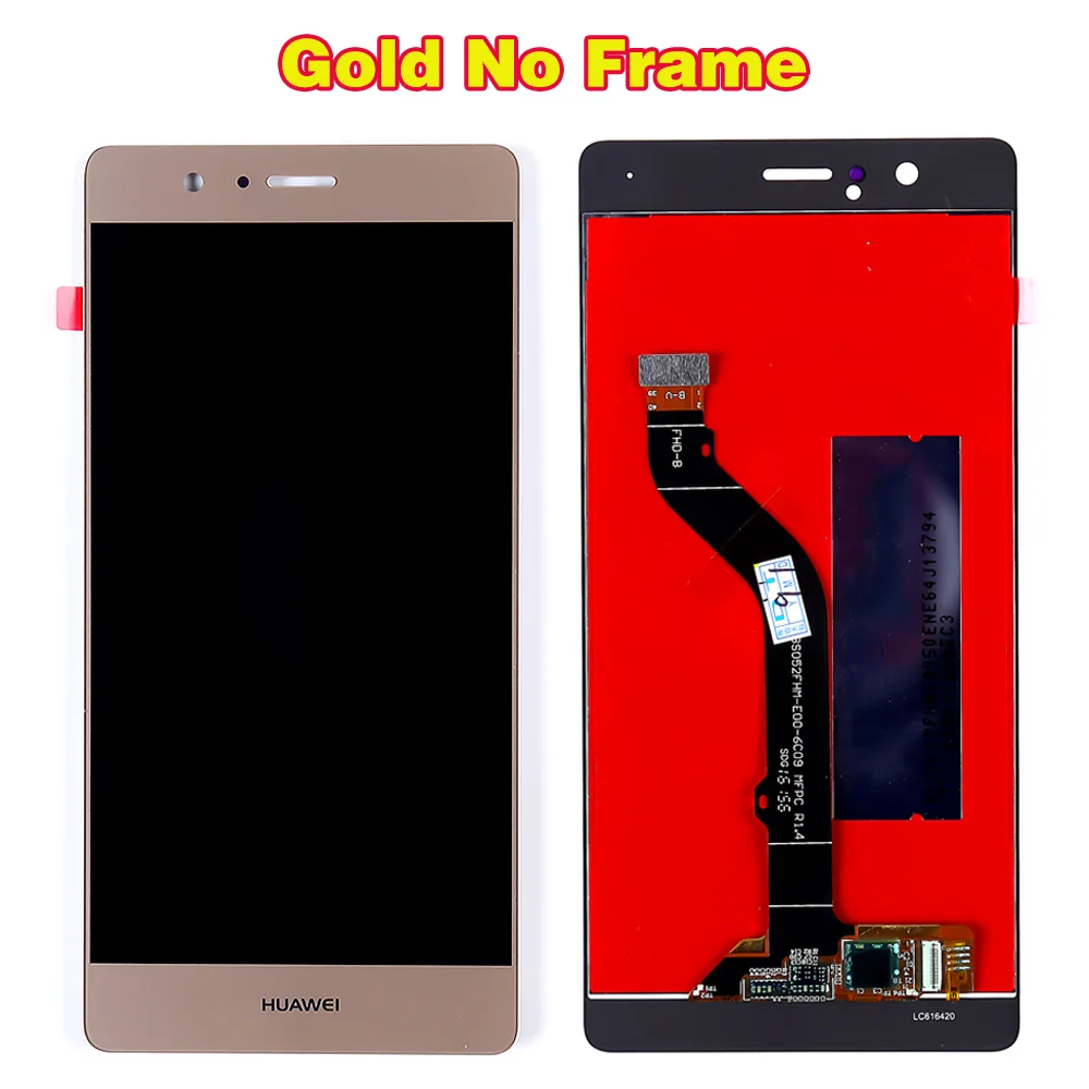 Gold without Frame huawei P9 Lite 5,2 дюймовый ЖК-дисплей кодирующий преобразователь сенсорного экрана в сборе рамка с олеофобным покрытием 10 мультитач - Цвет: Gold without Frame