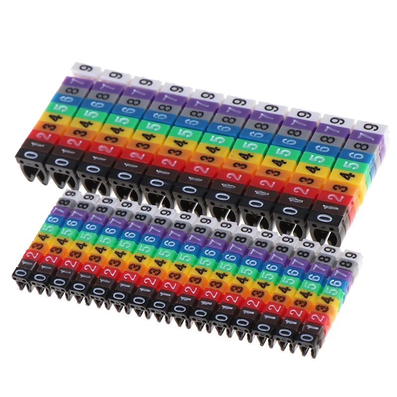 100/150 Pcs Cable Markers Colourful C-Type Marker Number Tag Label For 2-3mm Wire