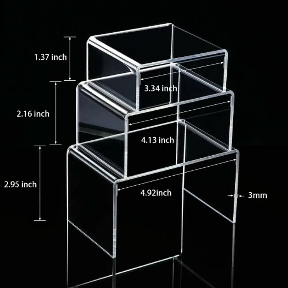 Прозрачная акриловая витрина 3 шт. полка держатель Витрина счетчик Подарочная