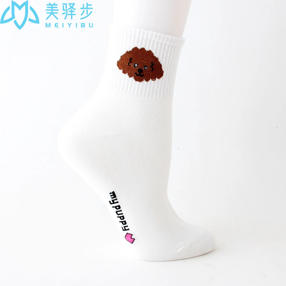 12 Pairs Per Set Spring New Cartoon Dog Women Socks Cute Sweat-absorbent Puppy Female Socks Hot Socks