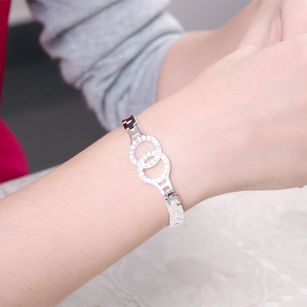 

INALIS Silver Color Bracelet Vintage Double Circle Bracelets For Women Fashion Jewelry Best Selling Valentine Day Wedding Gifts