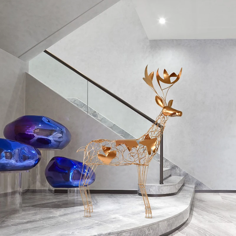 

Креативная абстрактная скульптура лося, коммерческое пространство, продажа офисных ламп, роскошные украшения ручной работы