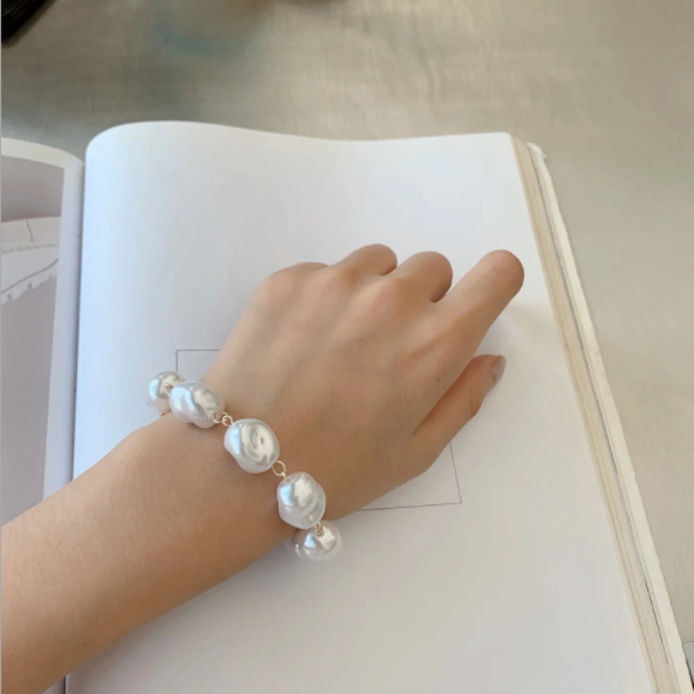 Baroque Irregular Simulated Pearls Gold Color Bracelets for Women Girls Summer Party Wedding Bangles Women's jewelry Gifts | Украшения