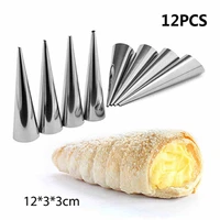 512pcs conical tube cone roll moulds stainless steel spiral croissants molds pastry cream horn cake bread mold