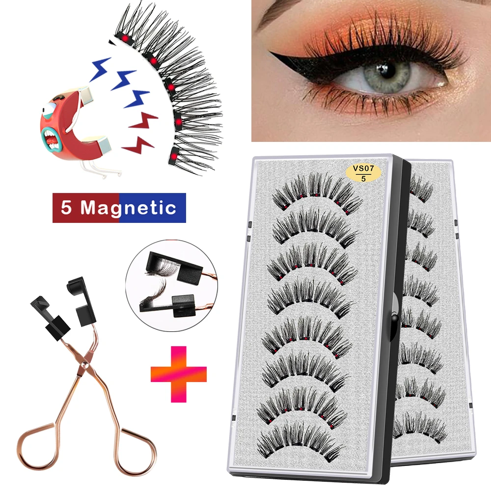 Видимые 5 магнитов 3D Магнитные накладные ресницы 4 пары натуральные ручной работы