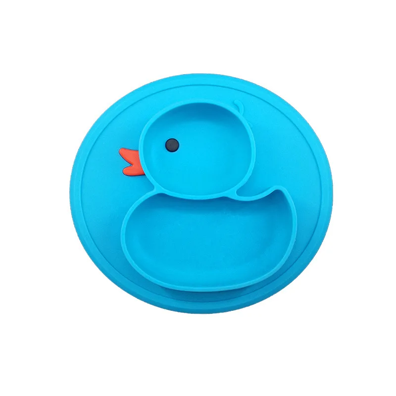 

Hot Children's Favorite Little Yellow Duck Silica Gel Kids Plate Separate Children's Plate Sucker Anti-fall Baby Bowl Tableware