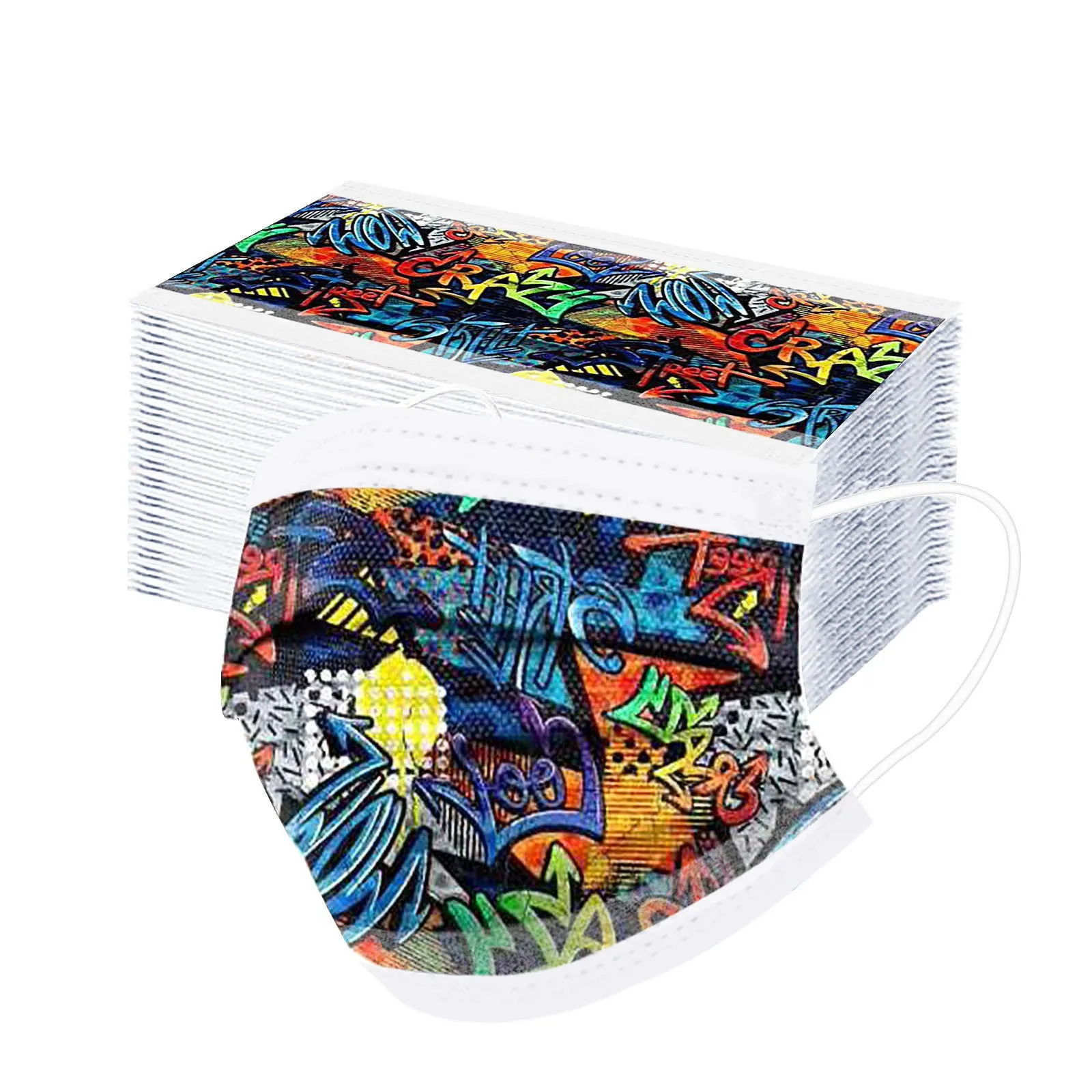 

50PC Colorful Masks For adult Disposable High-quality Masks Industrial-3Ply