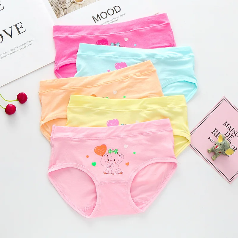 Calzoncillos con dibujos de elefante para beb&eacute;, ropa interior c&oacute;moda, color rosa, 5 uds.-5