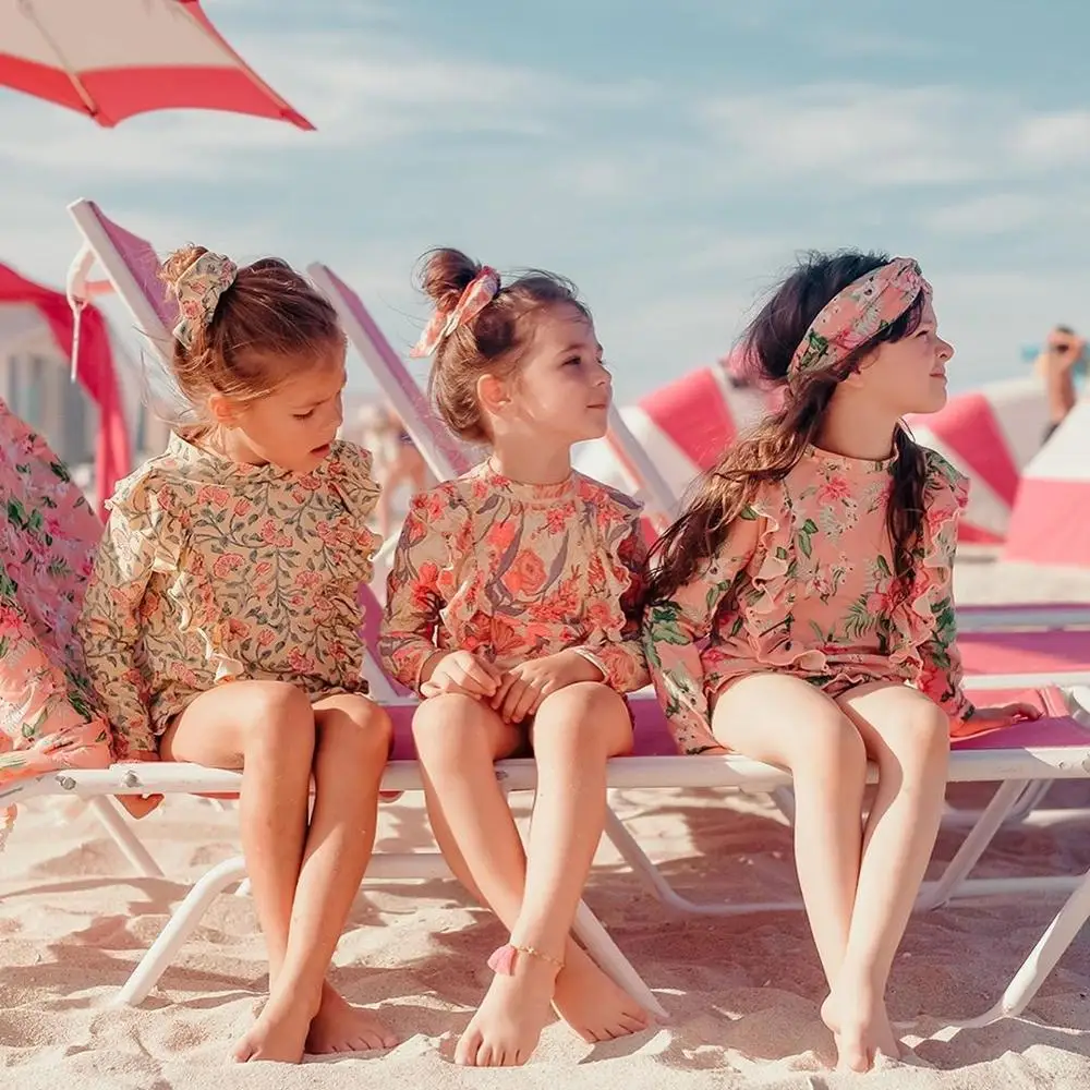 

Kids Swimwear Sets 2020 L&M Brand New Summer For Girls Cute Flower Print Beach Bikini Baby Child High Quality Fashion Swimsuits